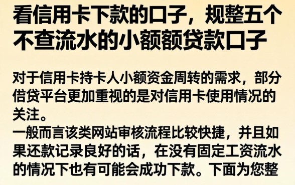 看信用卡下款的口子，规整五个不查流水的小额度贷款口子