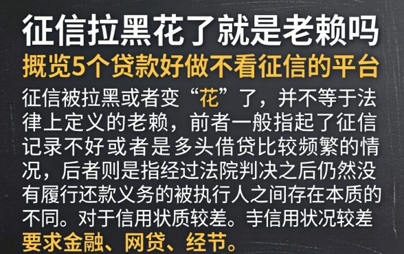 征信拉黑花了就是老赖吗，概览5个贷款好做不看征信的平台