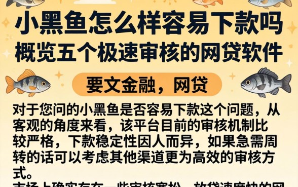 小黑鱼怎么样容易下款吗，概览五个极速审核的网贷软件