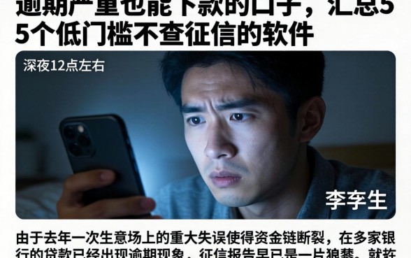 逾期严重也能下款的口子，汇总5个低门槛不查征信的软件