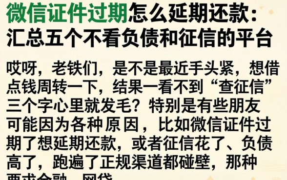 微信证件过期怎么延期还款，汇总五个不看负债和征信的平台