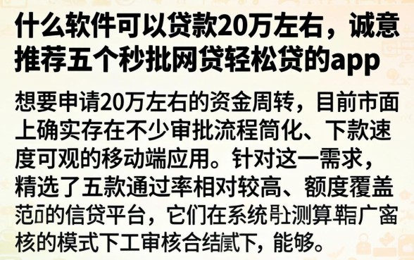 什么软件可以贷款20万左右，诚意推荐五个秒批网贷轻松贷的app