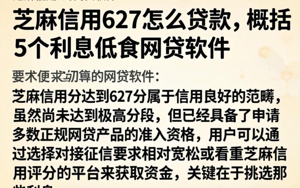 芝麻信用627怎么贷款，概括5个利息低的网贷软件