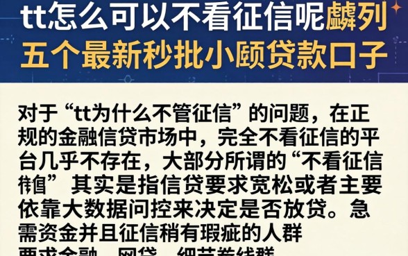 tt怎么可以不看征信呢，胪列五个最新秒批小额贷款口子