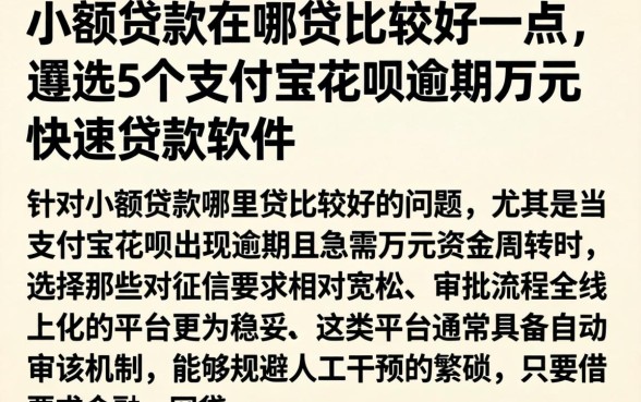 小额贷款在哪贷比较好一点，遴选5个支付宝花呗逾期万元快速贷款软件