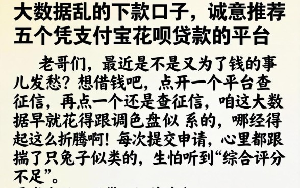 大数据乱的下款口子，诚意推荐五个凭支付宝花呗贷款的平台