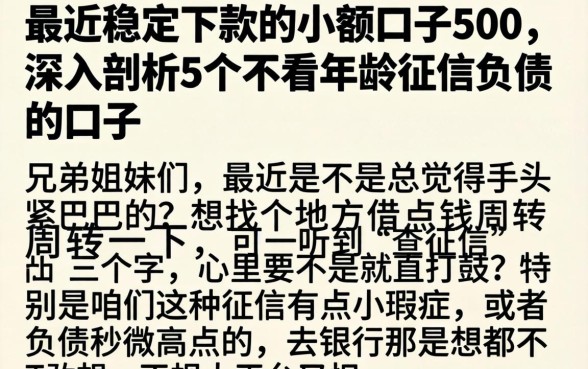 最近稳定下款的小额口子500，深入剖析5个不看年龄征信负债的口子