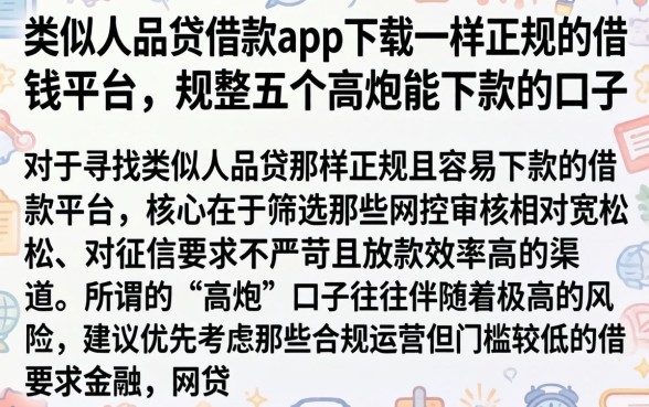 类似人品贷借款app下载一样正规的借钱平台，规整五个高炮能下款的口子