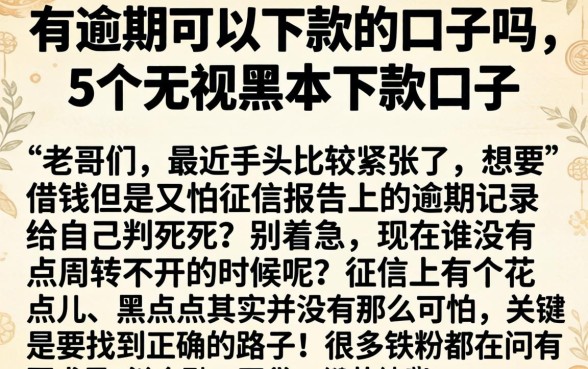 有逾期可以下款的口子吗，详细阐述5个无视黑户下款口子