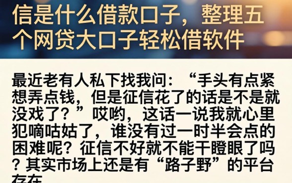 信是什么借款口子，整理五个网贷大口子轻松借软件