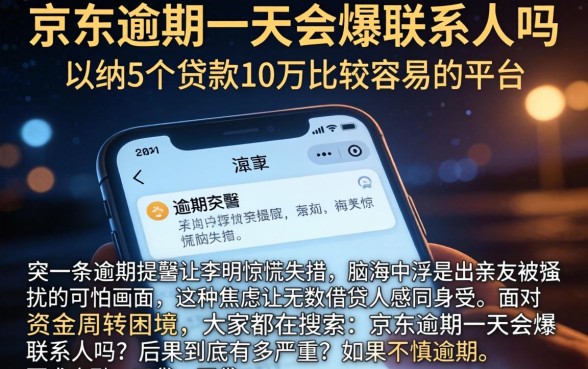 京东逾期一天会爆联系人吗，归纳5个贷款10万比较容易的平台