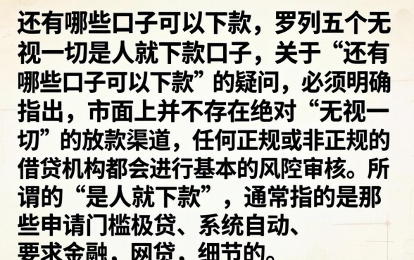 还有哪些口子可以下款，罗列五个无视一切是人就下款口子