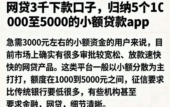 网贷3千下款口子，归纳5个1000至5000的小额贷款app