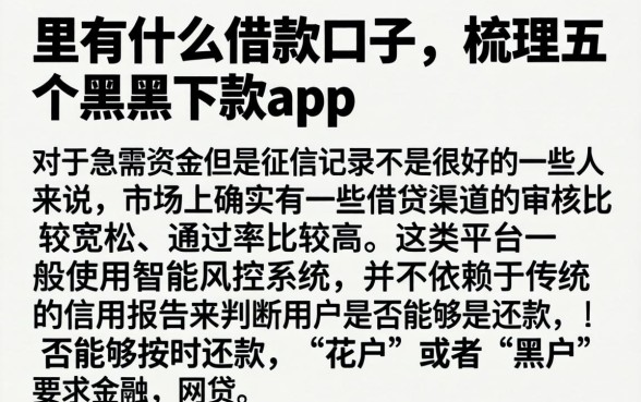里有什么借款口子，梳理五个黑户下款app