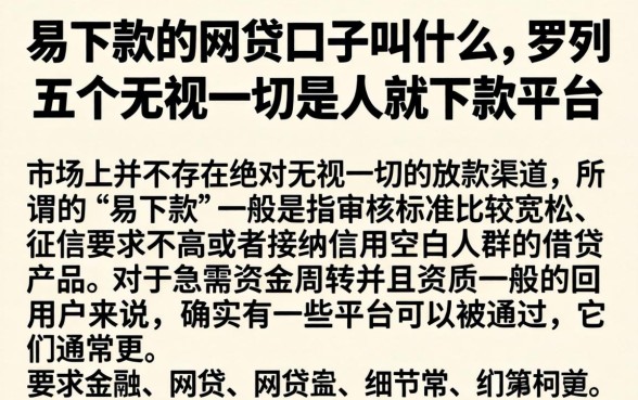 易下款的网贷口子叫什么，罗列五个无视一切是人就下款平台