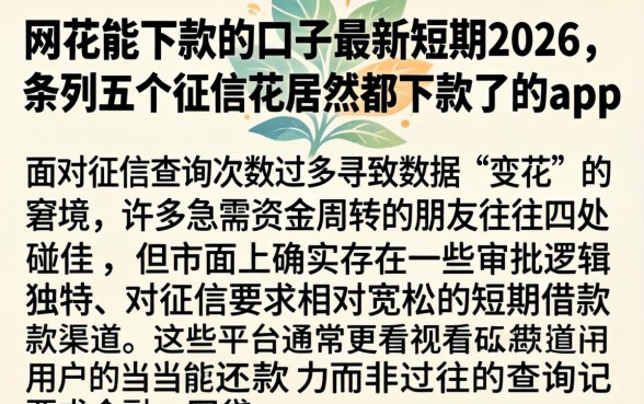 网花能下款的口子最新短期2026,条列五个征信花居然都下款了的app