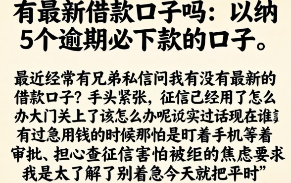 有最新借款口子吗，归纳5个逾期必下款的口子