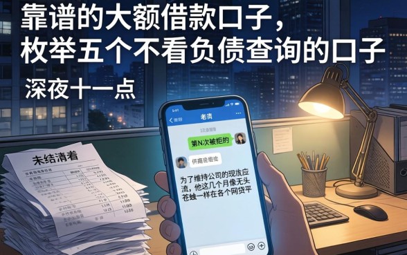 靠谱的大额借款口子，枚举五个不看负债查询的口子