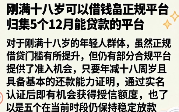刚满十八岁可以借钱的正规平台，归集5个12月能贷款的平台