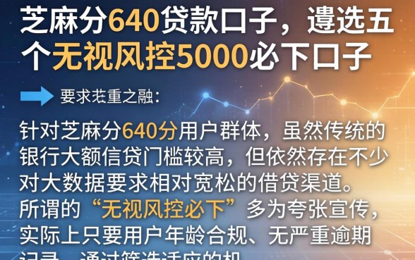 芝麻分640的贷款口子，遴选五个无视风控5000必下口子