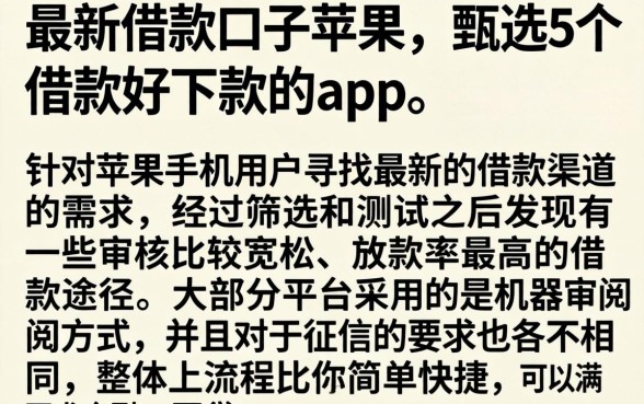 最新借款口子苹果，甄选5个借款好下款的app