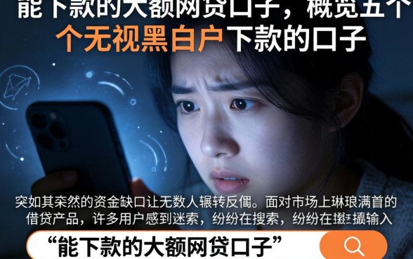 能下款的大额网贷口子，概览五个无视黑白户下款的口子