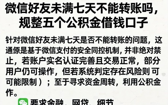 微信好友未满七天不能转账吗，规整五个公积金借钱口子
