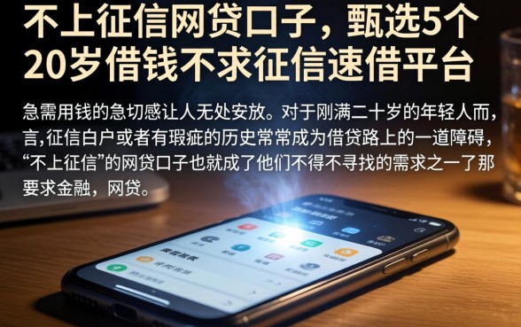 不上征信的网贷口子，甄选5个20岁借钱不求征信速借平台