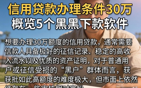 信用贷款办理条件30万，概览5个黑户下款软件