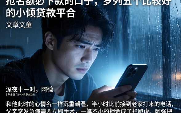 抢名额必下款的口子，罗列五个比较好的小额贷款平台