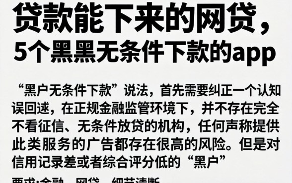贷款能下来的网贷，详尽说明5个黑户无条件下款的app