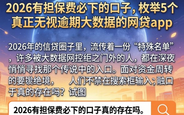 2026有担保费必下的口子，枚举5个真正无视逾期大数据的网贷app