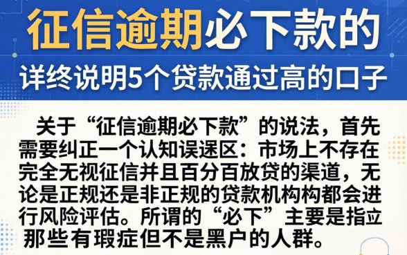 征信逾期必下款的，详尽说明5个贷款通过高的口子