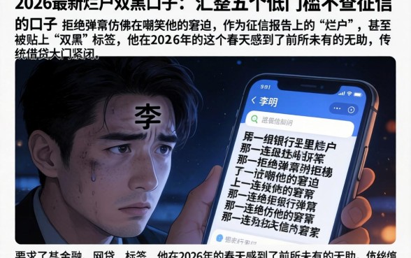 2026最新烂户双黑口子，汇整五个低门槛不查征信的口子