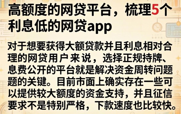 高额度的网贷平台，梳理5个利息低的网贷app