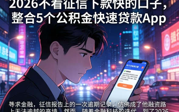2026不看征信下款快的口子，整合5个公积金快速贷款app