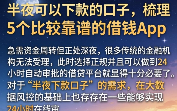 半夜可以下款的口子，梳理5个比较靠谱的借钱app