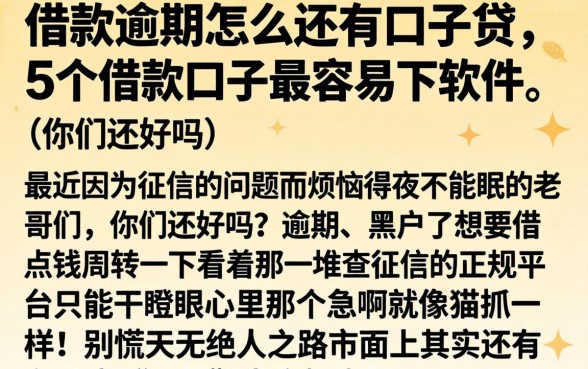 借款逾期怎么还有口子贷，细致阐述5个借款口子最容易下软件