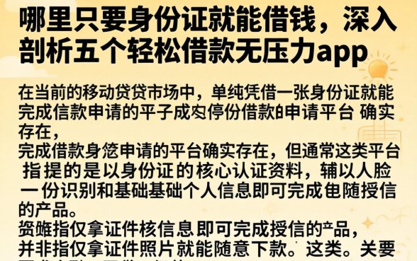 哪里只要身份证就能借钱，深入剖析五个轻松借款无压力app