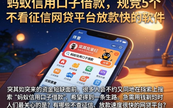 蚂蚁信用口子借款，规整5个不看征信网贷平台放款快的软件