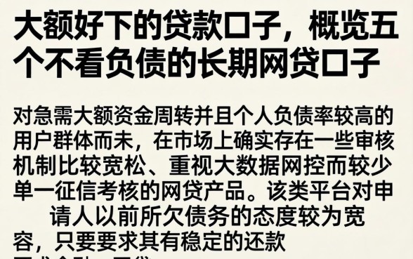 大额好下的贷款口子，概览五个不看负债的长期网贷口子