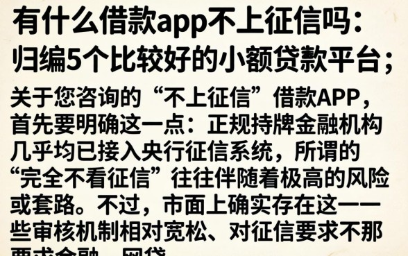 有什么借款app不上征信吗，归纳5个比较好的小额贷款平台