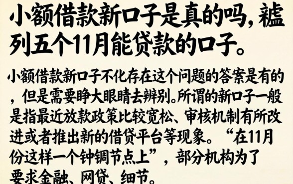 小额借款新口子是真的吗,胪列五个11月能贷款的口子