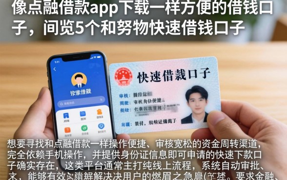 像点融借款app下载一样方便的借钱口子，概览5个手机和身份证快速借钱口子
