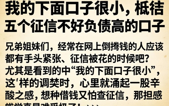 我的下面口子很小，概括五个征信不好负债高的口子