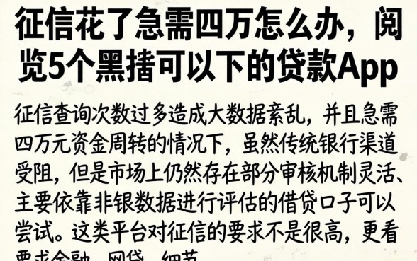 征信花了急需四万怎么办，概览5个黑户可以下的贷款app
