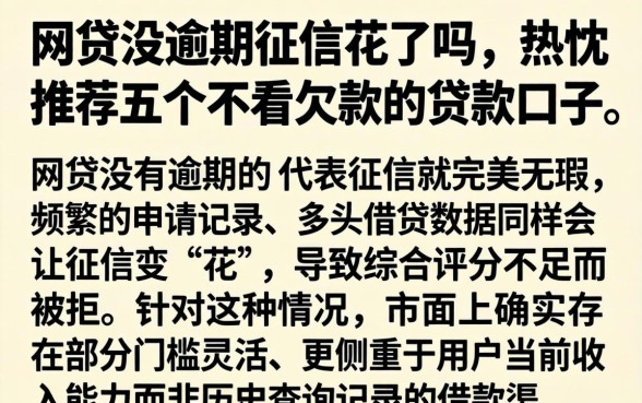 网贷没逾期征信花了吗，热忱推荐五个不看欠款的贷款口子