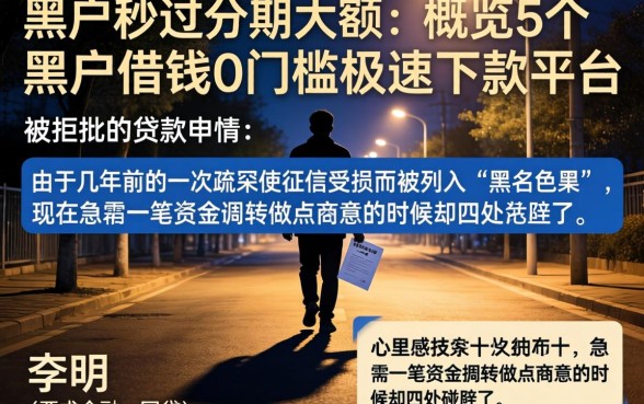 黑户秒过分期大额，概览5个黑户借钱0门槛极速下款平台