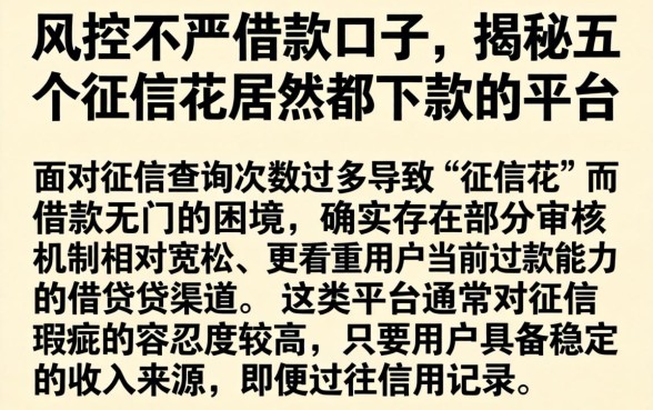 风控不严的借款口子，揭秘五个征信花居然都下款的平台