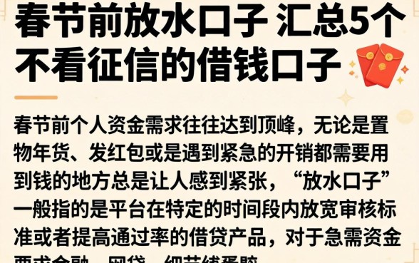 春节前放水的口子，汇总5个不看征信的借钱口子